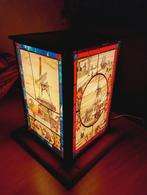 Vintage glas en lood lamp met oud Hollandse taferelen, Antiek en Kunst, Antiek | Lampen, Ophalen of Verzenden