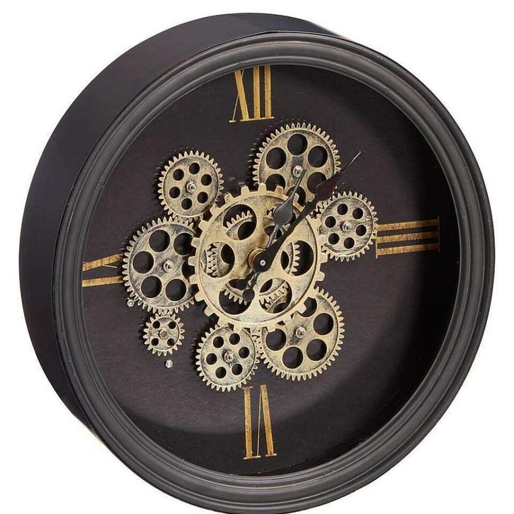 Decoratieve Wandklok met Tandwielen - 37cm, Huis en Inrichting, Woonaccessoires | Klokken, Zo goed als nieuw, Wandklok, Analoog