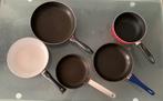 5  pannen - 4 koekenpannen + 1 wokpan, Huis en Inrichting, Keuken | Potten en Pannen, Overige materialen, Gebruikt, Inductieplaat