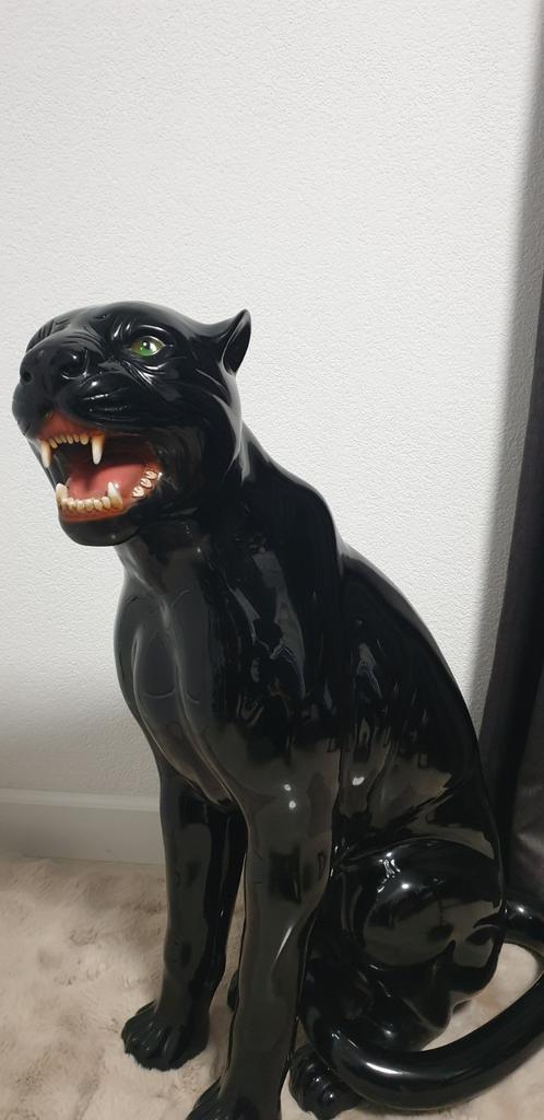 Zwarte Keramische Panter - Vintage Decoratie, Antiek en Kunst, Antiek | Keramiek en Aardewerk, Ophalen