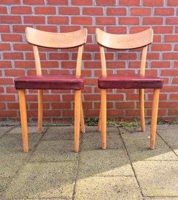 prachtige retro vintage stoelen rode imitatieleren bekleding beschikbaar voor biedingen