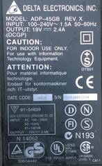 Oplader Laptop, Delta ADP-45GB, 19 Volt 2,4 Ampere, Computers en Software, Gebruikt, Ophalen of Verzenden, Nb, Nb