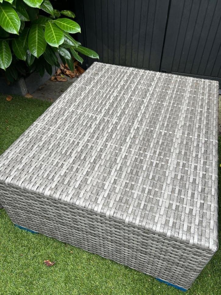 Voetbank/hocker wicker voor tuinset - grijs, Tuin en Terras, Tuinsets en Loungesets, Zo goed als nieuw, Loungeset, Wicker, 2 zitplaatsen