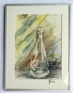 Aquarel "Stilleven glas en tin" door H.J. Plettenburg, Ophalen of Verzenden