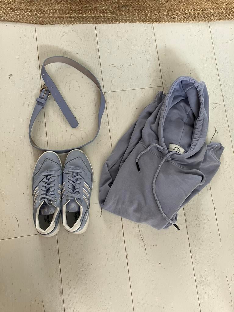 Dames kleidng set lila paars trui, sneakers riem, Ophalen of Verzenden, Zo goed als nieuw, Maat 38/40 (M), Paars