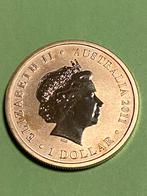 Goudkleurige Australische munt één dollar kangoeroe, Ophalen of Verzenden, Zilver
