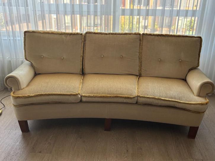 Vintage 3-zits Bank (Mohair) - MOET WEG!, Huis en Inrichting, Banken | Bankstellen, Gebruikt, Rechte bank, Driepersoons, 150 tot 200 cm