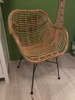 Rotan Kuipstoel met Zwart Onderstel, Ophalen, Zwart, Riet of Rotan, Zo goed als nieuw