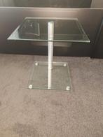 Glazen Bijzettafel met Draaibaar Blad - Stijlvol!, Huis en Inrichting, Minder dan 55 cm, Gebruikt, Vierkant, Glas
