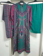 Turquoise Roze Indiase Kameez Set - Maat S, Kleding | Dames, Jurken, Ophalen of Verzenden, Zo goed als nieuw, Maat 36 (S), Onder de knie