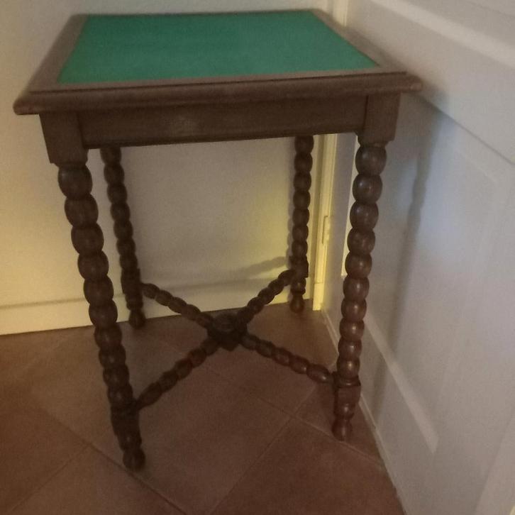 Eikenhouten Tafeltje met Groen Blad, Antiek en Kunst, Antiek | Meubels | Tafels, Ophalen