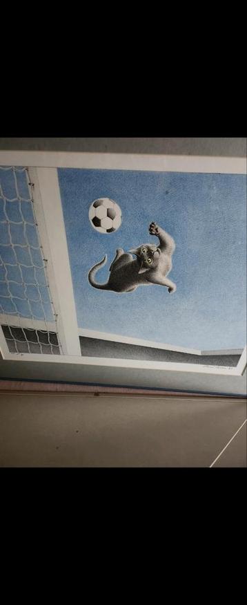 Kattenvoetbal Kunstprint beschikbaar voor biedingen