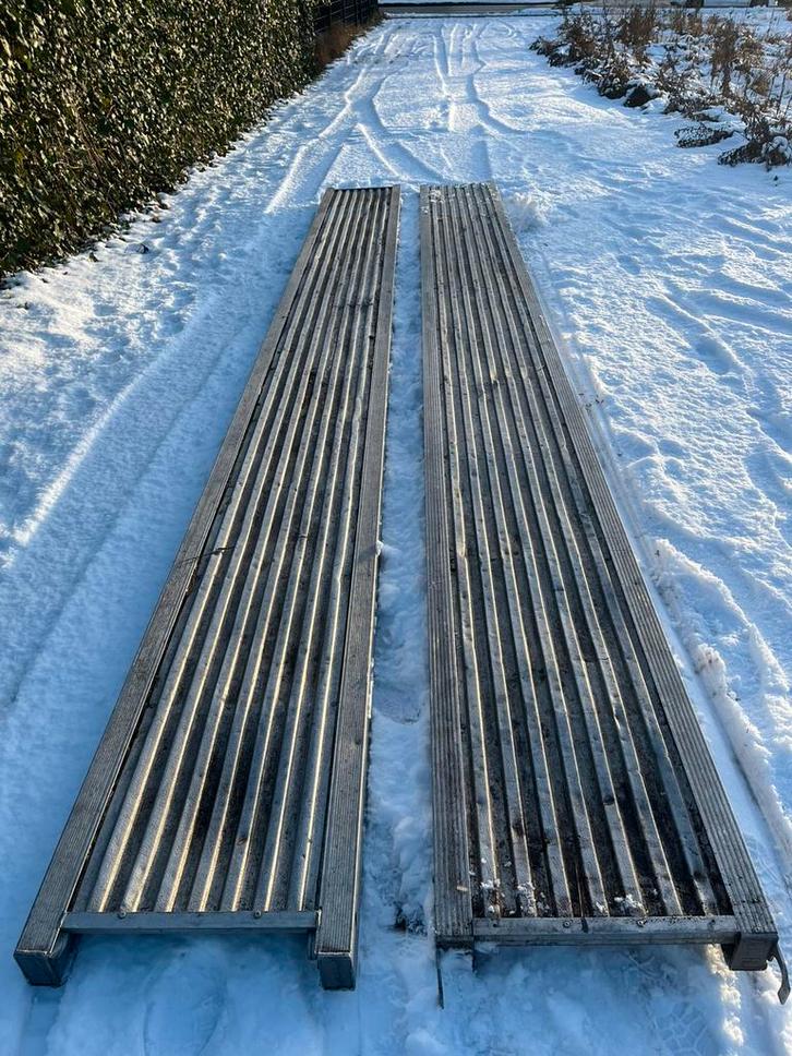 Layher loopbruggen 6 meter, Doe-het-zelf en Verbouw, Steigers, Zo goed als nieuw, Overige typen, 5 meter of hoger, Ophalen of Verzenden