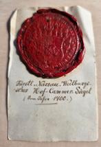 315) ORIGINELE LAKZEGEL - WAX SEAL NASSAU- WEILBURG, Ophalen of Verzenden, Koningshuis