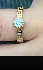 Elegante 750 / 18 karaats gouden ring van AM Gioielli, 18 tot 19, Ophalen of Verzenden, Zo goed als nieuw, Met edelsteen