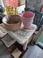 Rieten mand en bloempot, Ophalen, Gebruikt, Overige materialen, Binnen