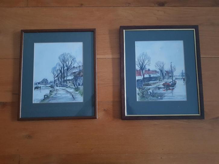 2X ACQUARELLEN VAN ERNST NIJHOLTS, Antiek en Kunst, Kunst | Schilderijen | Klassiek, Ophalen of Verzenden