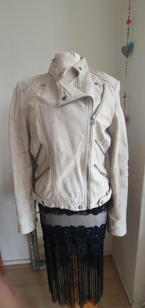 Echte leren jas van Zara maat S, Kleding | Dames, Jassen | Zomer, Gedragen, Maat 36 (S), Beige, Ophalen of Verzenden