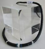 Kett. KT018- 42cm.: Mooie Zwarte Schelp ketting -Blauw-wit, Verzenden, Nieuw, Zwart, Steen of Mineraal