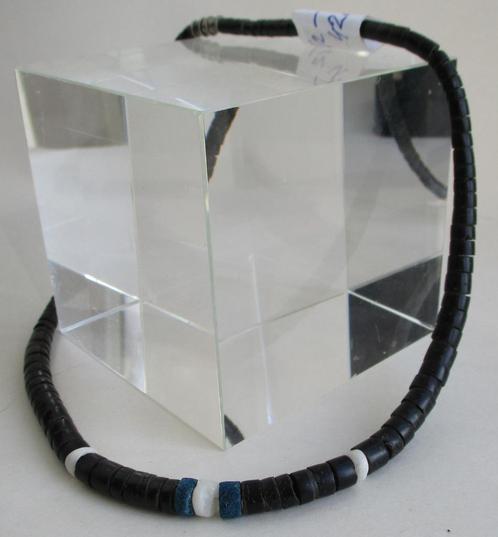 Kett. KT018- 42cm.: Mooie Zwarte Schelp ketting -Blauw-wit, Sieraden, Tassen en Uiterlijk, Kettingen, Nieuw, Steen of Mineraal