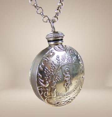 ZELDZAAM 19de eeuw antiek zilver PARFUMFLES engel hanger! beschikbaar voor biedingen