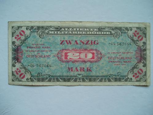 946. Duitsland, AMC 20 mark 1944 WW II., Postzegels en Munten, Bankbiljetten | Europa | Niet-Eurobiljetten, Los biljet, Duitsland
