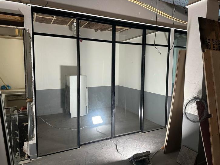Stalen Schuifdeuren Kamer en Suite, Doe-het-zelf en Verbouw, Deuren en Horren, Zo goed als nieuw, Binnendeur, 200 tot 215 cm, 120 cm of meer