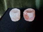 2 Zoutsteen Theelichthouders, Overige materialen, Overige kleuren, Ophalen of Verzenden, Zo goed als nieuw