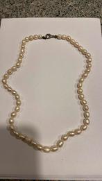 Parelketting echte zoetwater parels en slot zilver 49 cm, Sieraden, Tassen en Uiterlijk, Antieke sieraden, Ophalen of Verzenden
