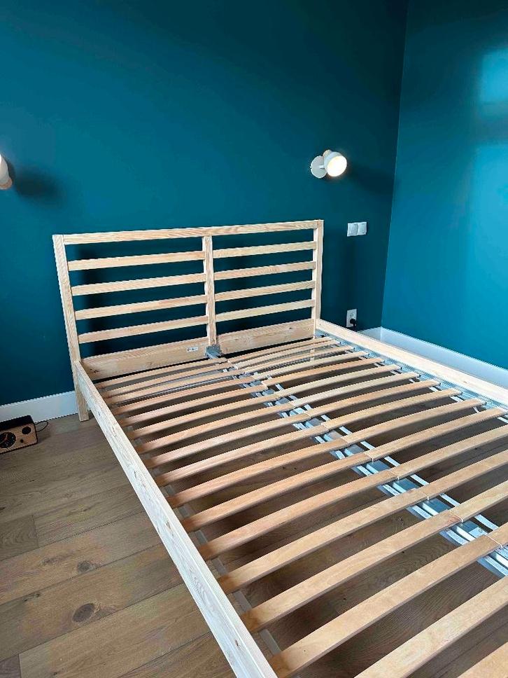 IKEA TARVA Bedframe + Lattenbodem – Grenen, Huis en Inrichting, Slaapkamer | Bedden, Gebruikt, Eenpersoons, 140 cm, Hout, Ophalen
