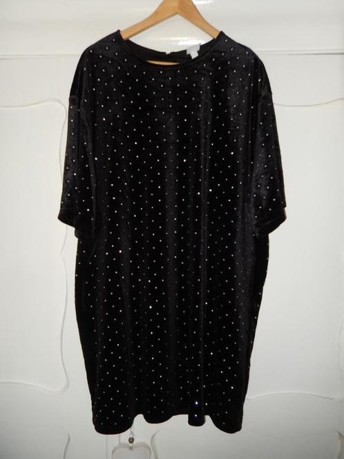 H&M zwart fluweel / velours jurkje met zilver steentjes  XL, Kleding | Dames, Jurken, Nieuw, Maat 46/48 (XL) of groter, Zwart