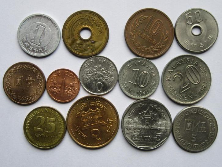 Partijtjes munten Azie, Italie, Japan, Portugal, Zweden enz., Postzegels en Munten, Munten | Azië, Losse munt, Oost-Azië, Ophalen of Verzenden