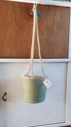 Hangpot touw groen met plastic binnenin - nieuw, Tuin en Terras, Bloempotten, Ophalen of Verzenden, Zo goed als nieuw, Rond, Minder dan 25 cm