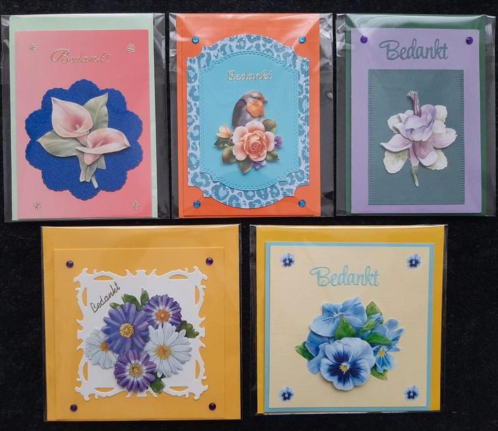 Setje 3D Bedankt Wenskaarten, Ophalen In Gemert, Hobby en Vrije tijd, Kaarten | Zelfgemaakt, Nieuw, Overige thema's, Verzenden