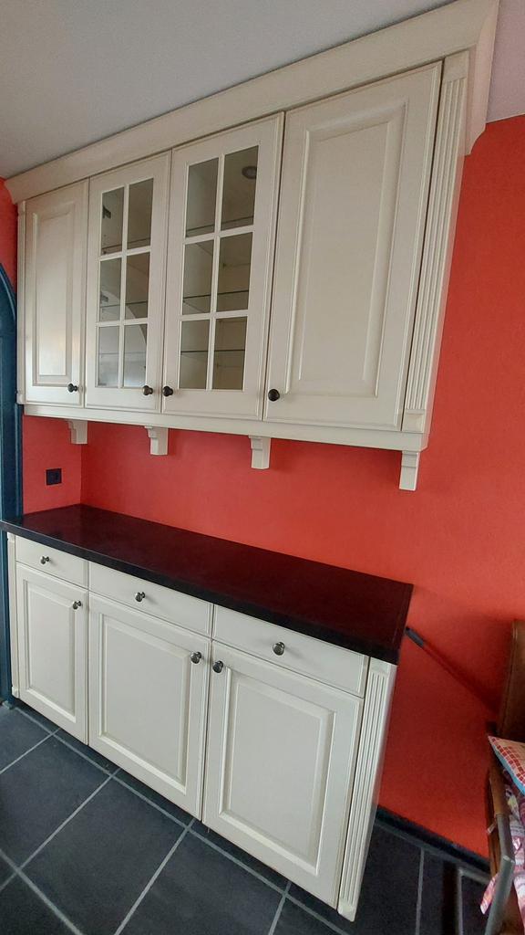 Keukenblok wit met stenen blad, Huis en Inrichting, Keuken | Complete keukens, Zo goed als nieuw, Enkelwandige keuken, Wit, Ophalen