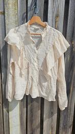 Cremekleurige blouse met ruches maat M, Ophalen of Verzenden, Zo goed als nieuw, Maat 38/40 (M), Overige kleuren