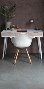 Wit bruin retro bureau Montijo leen bakker met kuipstoel, Ophalen, Zo goed als nieuw