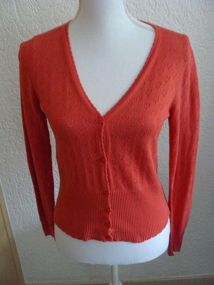 Koraal King Louie ajour hartjes vest maat M., Kleding | Dames, Truien en Vesten, Zo goed als nieuw, Maat 38/40 (M), Oranje, Ophalen of Verzenden