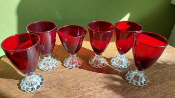 6 Vintage Anchor Hocking Royal Ruby Boopie glazen glas red beschikbaar voor biedingen
