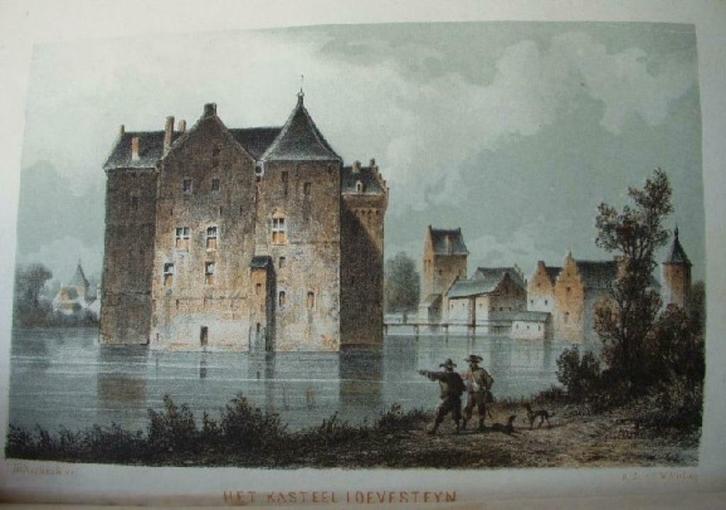 37 / Pouderoijen  Loevestein  Het Kasteel  Litho  1854, Antiek en Kunst, Kunst | Litho's en Zeefdrukken, Ophalen of Verzenden