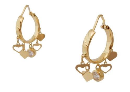 Prachtige 18 karaat Gouden Bedeltjes Hartjes Oorbellen, Sieraden, Tassen en Uiterlijk, Oorbellen, Nieuw, Hangers, Goud, Goud, Ophalen of Verzenden