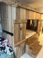 Steigerhouten bed, Ophalen, Gebruikt, 90 cm, Eenpersoons