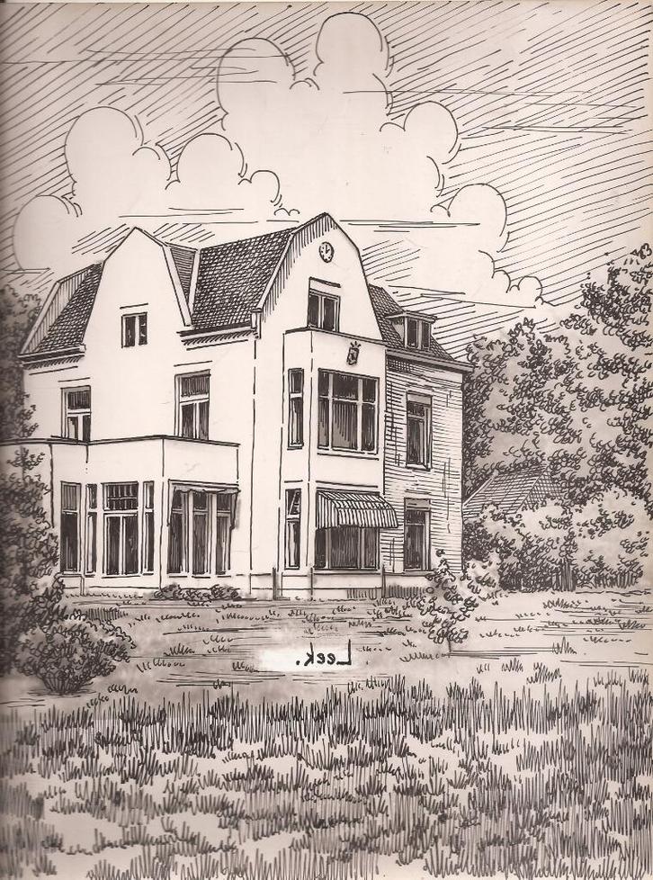 Leek tekening Gemeentehuis Sievers 50/60er jaren, Antiek en Kunst, Kunst | Tekeningen en Foto's, Ophalen of Verzenden