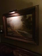 Mooi groot nostalgische gesigneerd schilderij kunstschilder, Ophalen, Zo goed als nieuw, Schilderij, 75 cm of meer