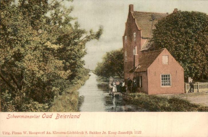 Oud- Beijerland - Scheermansvliet, Verzamelen, Ansichtkaarten | Nederland, Gelopen, Zuid-Holland, Voor 1920, Ophalen of Verzenden