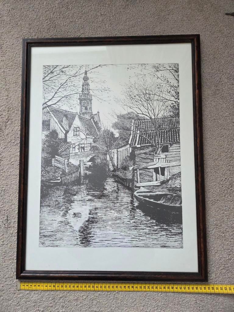 Ets van Edam met lijst - 48x65cm, Antiek en Kunst, Kunst | Etsen en Gravures, Ophalen of Verzenden