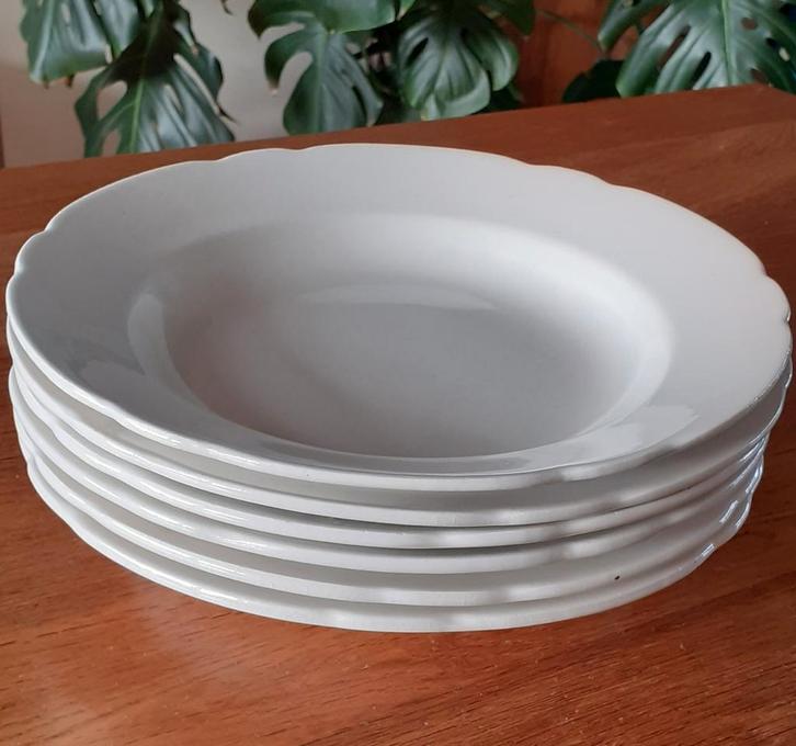 6 Diepe Borden sociëteit ceramique vintage, Antiek en Kunst, Antiek | Servies los, Ophalen of Verzenden