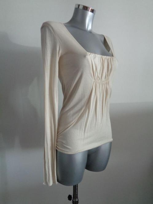 Patrizia Pepe 100% zijden longsleeve, IT42-NL36 Nieuw, Kleding | Dames, Tops, Nieuw, Maat 36 (S), Beige, Lange mouw, Ophalen of Verzenden