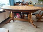 Uitschuifbare houten tafel met 4 stoelen, Ophalen, Gebruikt, Ovaal, Eikenhout