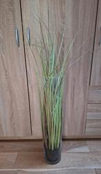 Glazen vaas 70 cm hoog met kunst siergras, bloemen., Ophalen, Gebruikt